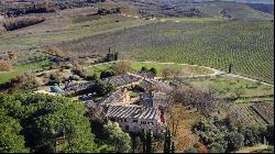 Chianti Classico vineyards with ancient hamlet, Siena - Tuscany