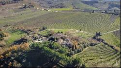 Chianti Classico vineyards with ancient hamlet, Siena - Tuscany