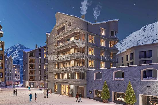 Comfortable duplex penthouse apartment for sale in Andermatt, in the brand new Residenza 