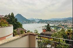 Lugano-Ruvigliana: elegant apartment with breathtaking lake views, pool & garden for sale