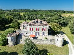 Enhanced fortified domaine featuring a secondary residence, a luxurious pool, and sprawli