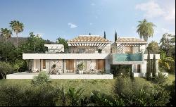 Modern rustic villa with views to golf club in Mijas