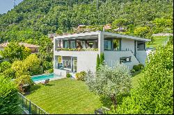 Lugano-Morcote: modern villa with swimming pool, lake view & SPA area for sale