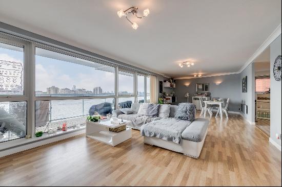 A modern two bedroom apartment in Arnhem Wharf, overlooking the Thames.