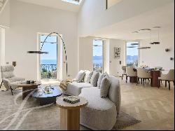 Cannes near beaches splendid top floor apartment panoramic sea view