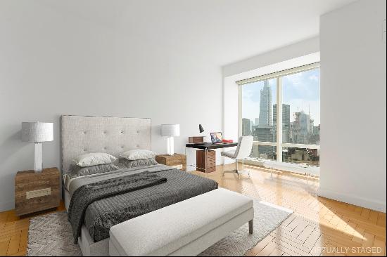 Spectacular West Views at Trump World Tower from this 55 floor 2 bedrooms condo in this