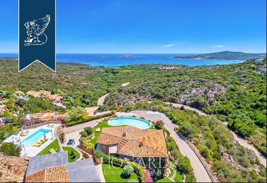 In an exclusive elevated position among the hills of Pantogia, a luxurious villa with park