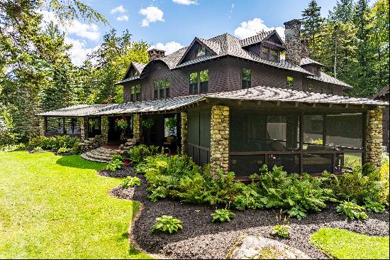 Spectacular Mansion on Big Moose Lake in the Central Adirondack Mountains