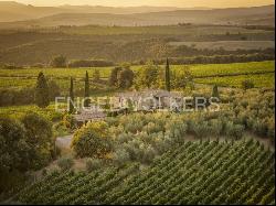 Exclusive Stone Estate in Montalcino with Panoramic Terrace, Pool, and Brunello Vineyard