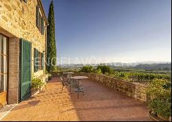 Exclusive Stone Estate in Montalcino with Panoramic Terrace, Pool, and Brunello Vineyard