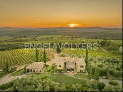 Exclusive Stone Estate in Montalcino with Panoramic Terrace, Pool, and Brunello Vineyard