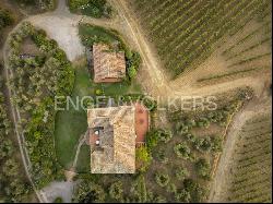 Exclusive Stone Estate in Montalcino with Panoramic Terrace, Pool, and Brunello Vineyard