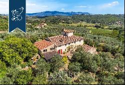 Luxury villa with a huge garden overlooking the lake for sale on Tuscan hills