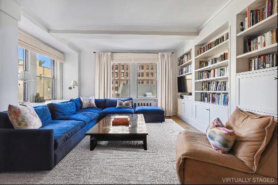 A gracious two-bedroom, two-bathroom home above Central Park that exemplifies classic p