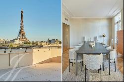 Four bedroom renovated apartment with views of the Eiffel Tower