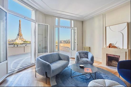 Four bedroom renovated apartment with views of the Eiffel Tower