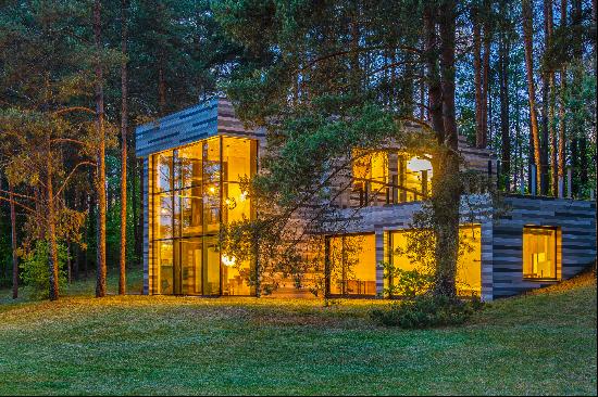 Modern house on the riverbank