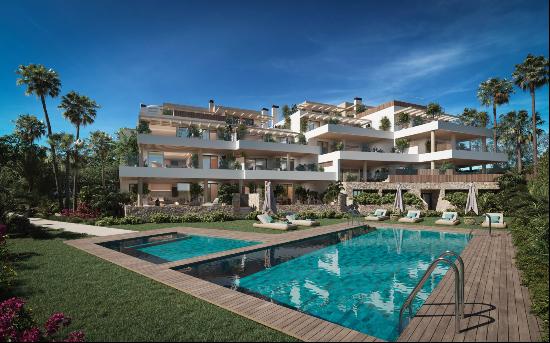 Magnificent ground floor apartment steps away from Cabopino Golf with its own swimming po