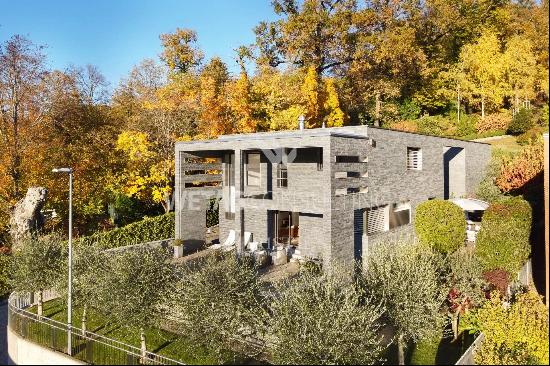 Modern villa with garden for sale in Lugano-Cureglia