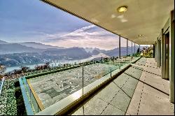 For sale in Vernate prestigious apartment with spectacular views of Lake Lugano