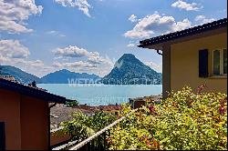 Lugano-Castagnola: elegant triplex penthouse for sale with pool, lake view &  close to Lu