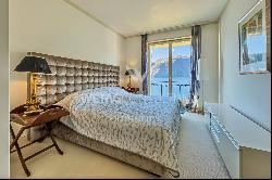 Lugano-Bissone: apartment for sale, with direct access to the lake, outdoor swimming pool