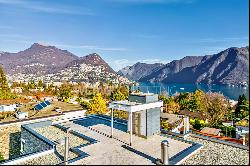 Lugano-Sorengo: modern villa with breathtaking views of Lake Lugano & outdoor swimming po