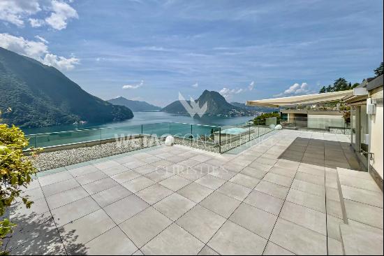 Lugano-Ruvigliana: stunning duplex penthouse with rooftop & breathtaking views of Lake Lu