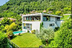 Lugano-Morcote: modern villa with swimming pool, lake view & SPA area for sale