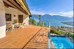 Beautiful Mediterranean villa with panoramic lake view & outdoor pool for sale in Brione 