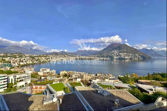 Skydeck: modern apartment for sale in Lugano-Paradiso with stunning lake Lugano views, su