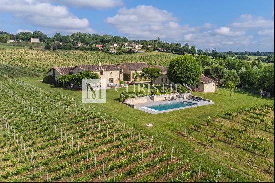 Two fully renovated stone homes with hobby vineyard near Saint-Emilion