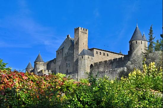 HOUSE OF CHARACTER at the foot of the medieval town of CARCASSONNE, with garden