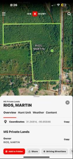 0 Wilkinson/King Rd, Liberty MS 39645