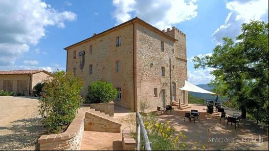 Casale La Posta, swimming pool and view of Citta della Pieve - Umbria