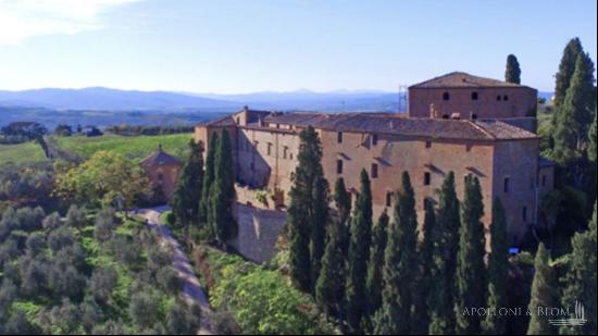 Medieval 1300's Castle with court, Montalcino, Siena - Toscana