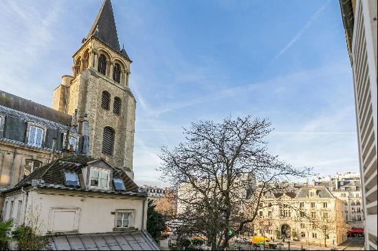 Paris 6th District - Saint-Germain-des-Pres Church, view, 2 bedrooms.