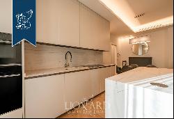 Prestigious designer apartment with a balcony and car park opposite Piazza Erculea, near P