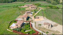 Giotto country house with loggia and garden near Montalcino, Siena