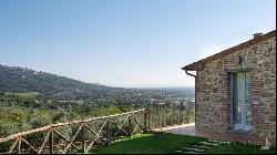 Villa La Cascata with swimming pool and olive grove in Cortona, Arezzo