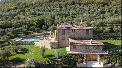 Villa La Cascata with swimming pool and olive grove in Cortona, Arezzo