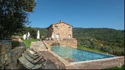 Villa La Cascata with swimming pool and olive grove in Cortona, Arezzo