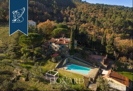 Charming estate with a pool and a panoramic terrace for sale in leafy Tuscany