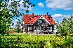 Homestead in ethnographic style on the shore