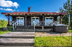 Homestead in ethnographic style on the shore