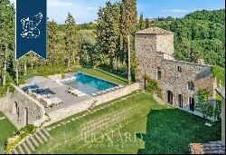 Period estate with a pool, spa and olive grove for sale on Chianti's hills