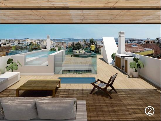 Townhouse with renovation project, licence and sea views in El T, Palma de Mallorca 07014