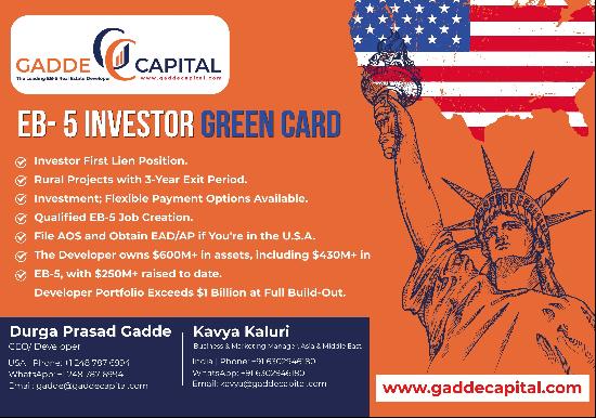 U.S. EB-5 Investment | USD 800,000 | U.S. Green Card for Investor and Family